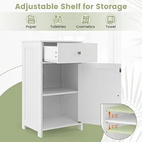 Costway Floor Storage Cabinet Bathroom Organizer Cupboard Drawer Shelf Bath Towel