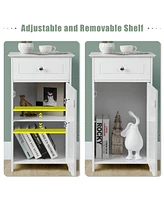 Costway Floor Storage Cabinet Bathroom Organizer Cupboard Drawer Shelf Bath Towel