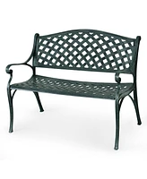 Costway 40'' Outdoor Antique Garden Bench Aluminum Frame Seats Chair Patio Garden