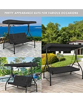 Costway Converting Outdoor Swing Canopy Hammock 3 Seats Patio Deck Furniture