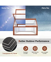 Costway Double Box Garden Wooden Green House Cold Frame Raised Plants Bed Protection
