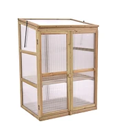 Costway Garden Portable Wooden GreenHouse Cold Frame Raised Plants Shelves Protection