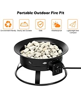 Costway Portable Fire Pit Outdoor 58,000 Btu Propane Patio Lava Rocks Camping Events