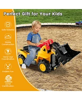 Costway Kids Toddler Ride On Excavator Digger Truck Scooter w/ Sound & Seat Storage Toy