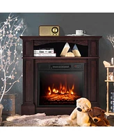 32" 1400W Electric Fireplace Mantel Tv Stand Space Heater W/ Shelf