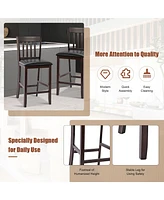 Costway Set of 2 Bar Stools Counter Height Chairs w/ Pu Leather Seat
