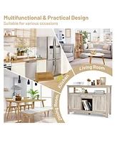 Costway Kitchen Buffet Sideboard with Wine Rack Free Standing Storage Cabinet
