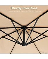 Costway 10 Ft Patio Offset Umbrella w/8 Ribs Cross Base Tilt