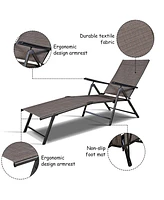 Costway 2PCS Pool Chaise Lounge Chair Recliner Outdoor Patio Furniture Adjustable New