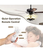 Costway 50'' Ceiling Fan with Light Classic Ceiling Fan Lamp w/Noiseless Reversible Motor
