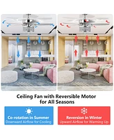 Costway 50'' Electric Crystal Ceiling Fan W/Light Adjustable Speed