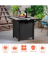 Costway 30'' Square Propane Gas Fire Pit Table Ceramic Tabletop 50,000 Btu