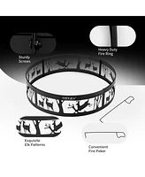 Costway 36'' Metal Fire Pit Ring Deer w/Extra Poker Bonfire Liner