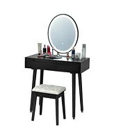 Costway Vanity Makeup Table Touch Screen Dressing Stool Set