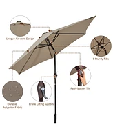 Costway 10Ft Outdoor Market Patio Table Umbrella Push Button Tilt Crank Lift