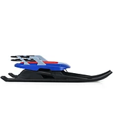Costway Folding Kids Metal Snow Sled Frost-Resistant Pull Rope Snow Slider Leather Seat