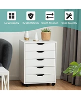 Costway 5 Drawer Chest Storage Dresser Floor Cabinet Organizer