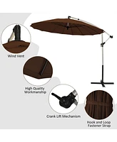 Costway 10ft Patio Offset Umbrella W/ Crank and Cross Base