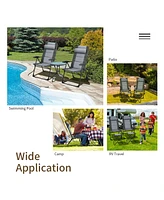 4PCS Patio Folding Dining Chair Ottoman Set Recliner Adjustable