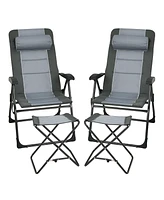 Costway 4PCS Patio Folding Dining Chair Ottoman Set Recliner Adjustable