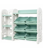 Costway Kids Toy Storage Organizer w/ Bins & Multi-Layer Shelf for Bedroom Playroom