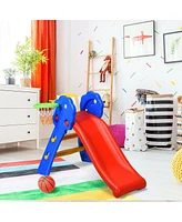 Inolait 2 Step Indoors Kids Plastic Folding Slide with Basketball Hoop