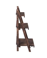 3 Tier Outdoor Wood Design Folding Display Flower Stand