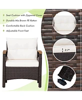 Vebreda 3 Pieces Patio Rattan Furniture Set with Removable Cushion