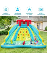 Inolait Double Side Inflatable Water Slide Park with Climbing Wall for Outdoor Without Blower