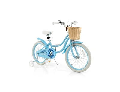 Slickblue 18-Inch Kids Bike with Training Wheels and Adjustable Handlebar Seat-Blue