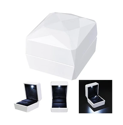 Yescom Led Light Diamond Ring Box White Velvet Jewelry Gift Wedding Proposal Engagement