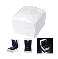 Yescom Led Light Diamond Ring Box White Velvet Jewelry Gift Wedding Proposal Engagement