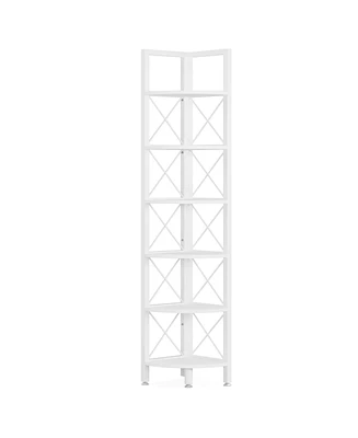 Tribesigns 6 Tier Corner Shelf, Modern Corner Bookshelf Small Bookcase Corner Storage Rack Plant Stand for Living Room, Home Office, Kitchen, Small Sp