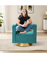 Carisa Contemporary Swivel Barrel Chair with Metal Base