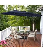 Costway 15FT Double-Sided Twin Patio Umbrella Sun Shade Outdoor Crank Market Base