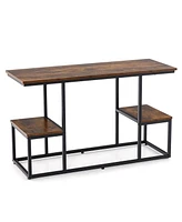 Costway Rustic Tv Console Table for 50" TVs Industrial Sofa Table with Open Storage Shelves