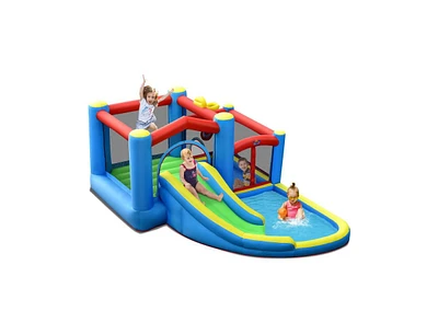 Slickblue Inflatable Kids Water Slide Bounce Castle with 480W Blower