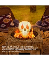 Costway Ceramic Fireproof Fire Pit Skull, Reusable Imitated Human Skull for Gas