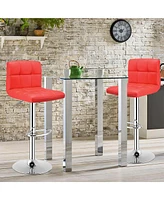 Costway Set of 2 Bar Stools Pu Leather Adjustable Barstool Low Back Swivel