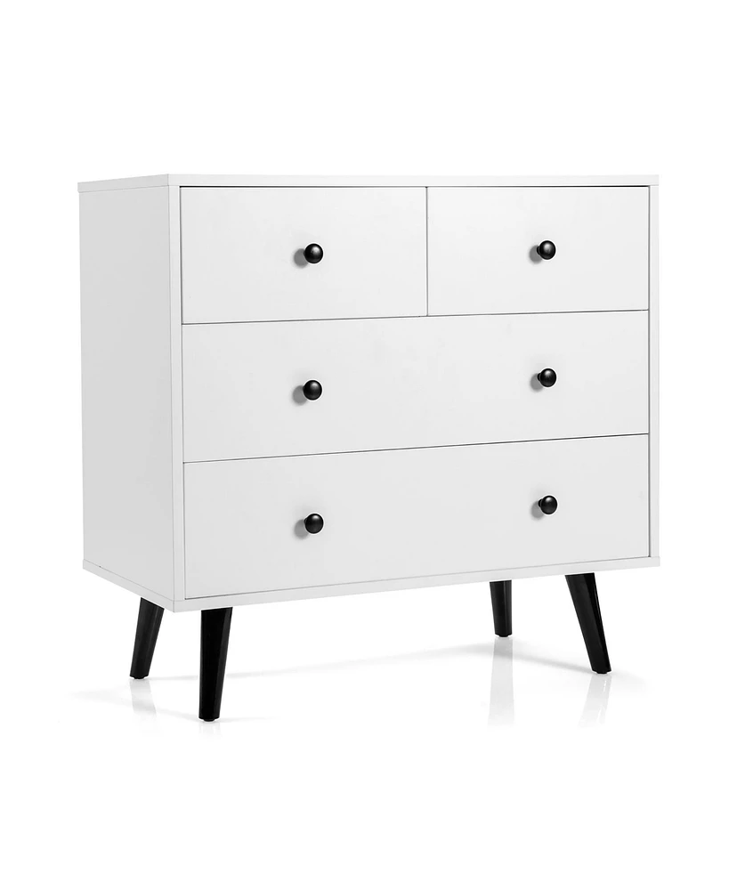 Costway 4 Drawers Dresser Chest of Drawers Free Standing Sideboard Cabinet