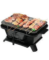 Gymax Heavy Duty Cast Iron Charcoal Grill Tabletop Bbq Grill Stove for Camping Picnic