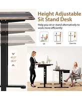 Costway Electric Standing Desk 55'' x 28'' Height Adjustable Sit Stand with Usb Charging Port