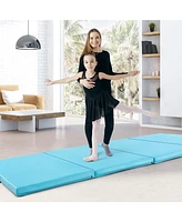 Costway 10' x 4' 2" 4-Panel Folding Exercise Mat with Carrying Handles for Gym Yoga Black