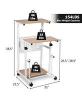 Costway Height Adjustable Computer Standing Desk w/wheels & Footrest