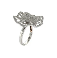 Suzy Levian New York Sterling Silver Cubic Zirconia Micro Pave Flower Ring