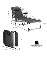 Inolait Beach Folding Chaise Lounge Recliner with 7 Adjustable Position