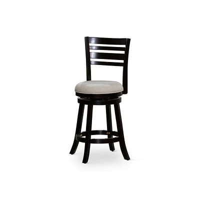 Simplie Fun 24" Counter Height Slat Back Swivel Stool, Espresso Finish