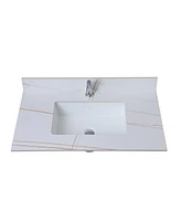 Simplie Fun Stone White Gold Bathroom Vanity Top with Sink