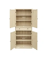 4 Door Cabinet With 1 Drawer, With 4 Adjustable Inner Shelves, Storage Cabinet