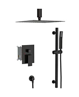 Streamdale Furniture 16" Rain Shower Head System, Adjustable Slide Bar, Oil Rubbed Bronze, Ceiling Mount - Oil